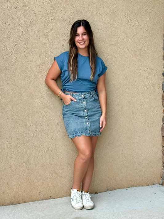 Dolman Knit Crop Top with Adjustable Sides