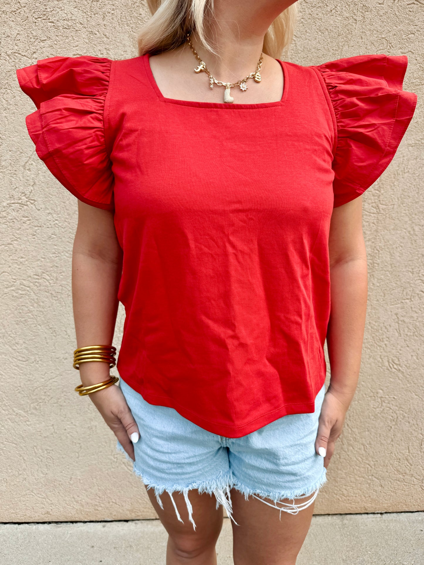 Red Ruffle Top