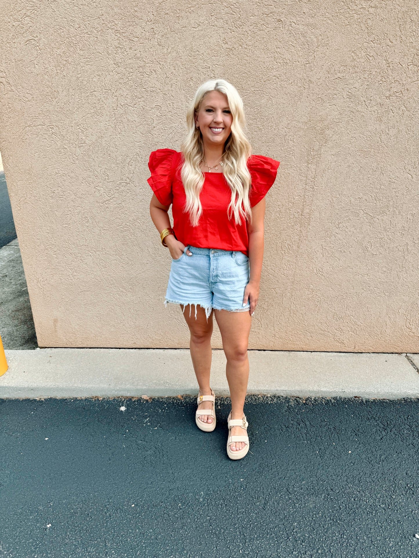 Red Ruffle Top